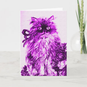 FATHER'S DAY KITTEN WITH PURPLE ROSES CARD