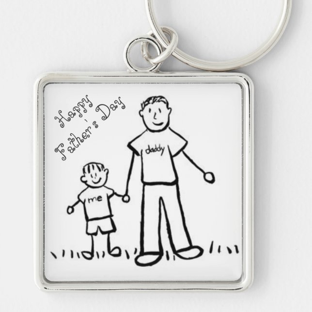 Father's Day Large Premium Square Keychain (Front)
