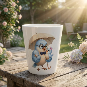 Father's Day Latte Mug Blue Dad Bird Family