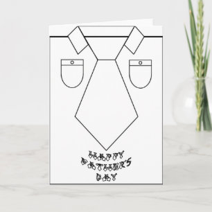 Fathers Day Line Art Shirt  Tie Necktie Font Smile Card