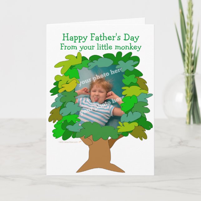 Fathers Day Little Monkey Photo Card Template (Front)