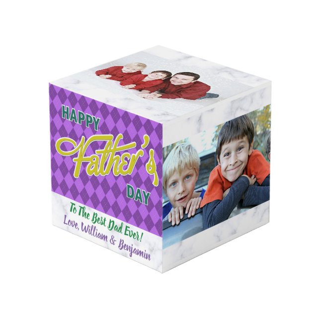 Father's Day Love Photo Collage 4 Pictures Cube (Front Angled)