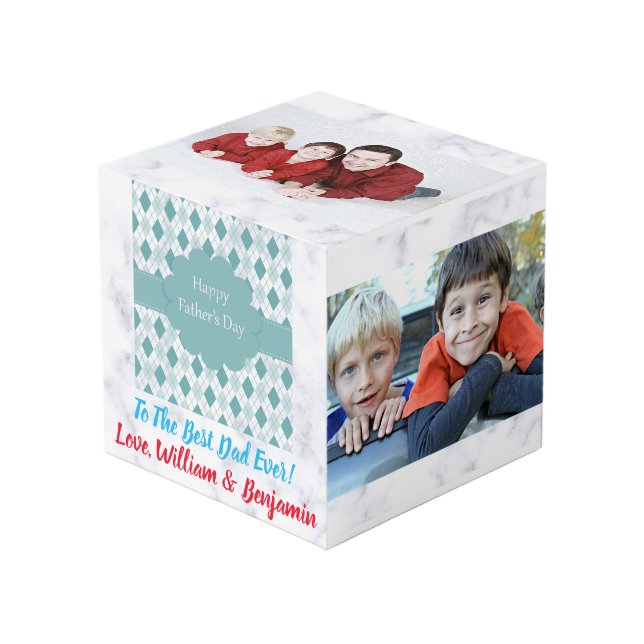 Father's Day Love Photo Collage 4 Pictures Cube (Front Angled)