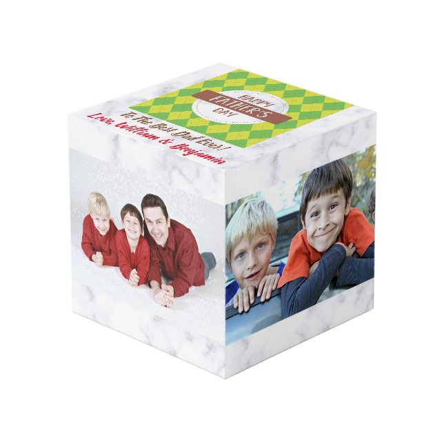 Father's Day Love Photo Collage 4 Pictures Cube (Front Angled)