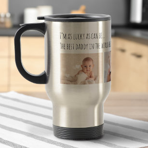 Father's Day   Lucky Me 3 Photos Customised Travel Mug