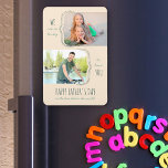 Father's Day Lucky to have You Dad 2 Photo  Magnet<br><div class="desc">Modern Father's Day magnet, personalised with 2 of your favourite photos, which are shaped and framed with curly brackets. The design reads "WE are so lucky to have YOU .. HAPPY FATHER'S DAY to the best dad in the world" in skinny font typography and handwritten script. The magnet is designed...</div>