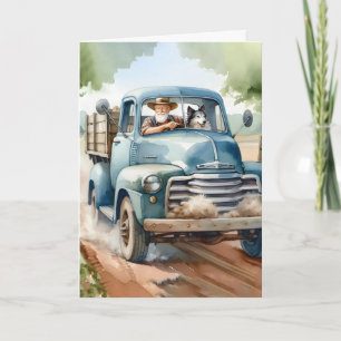 Father's Day Man and Dog In Old Truck  Card