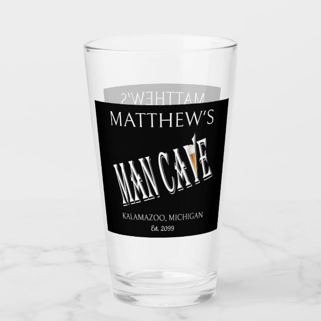 Father's Day Man Cave Pub Beer Soda Drinking Glass (Front)