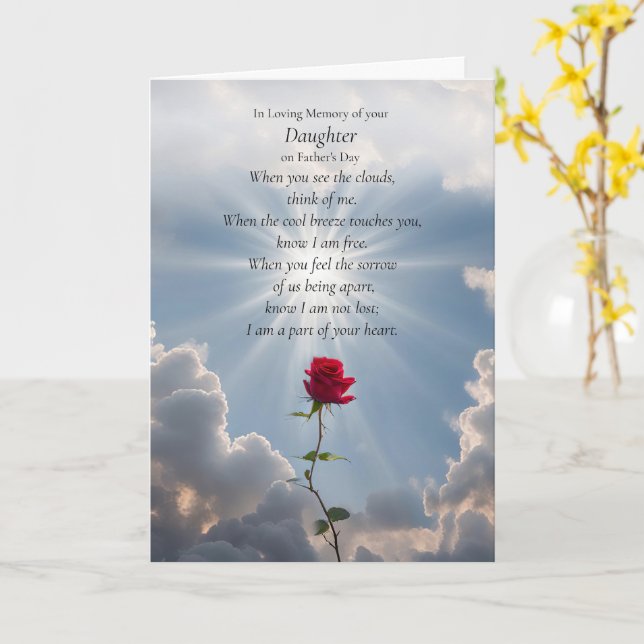 Fathers Day Memorial Remembrance Of Daughter Card (Yellow Flower)