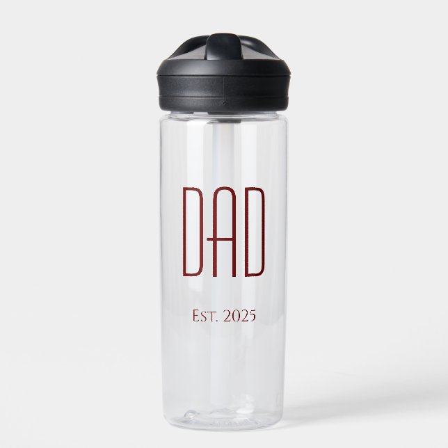 Father's Day Modern Minimalist New Dad Water Bottle (Front)