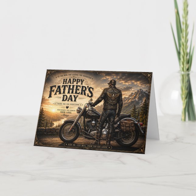Father's Day Motorcycle Card | Dad Biker Greeting  (Front)