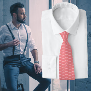 Father's Day Moustache Trendy Pink Pattern Tie