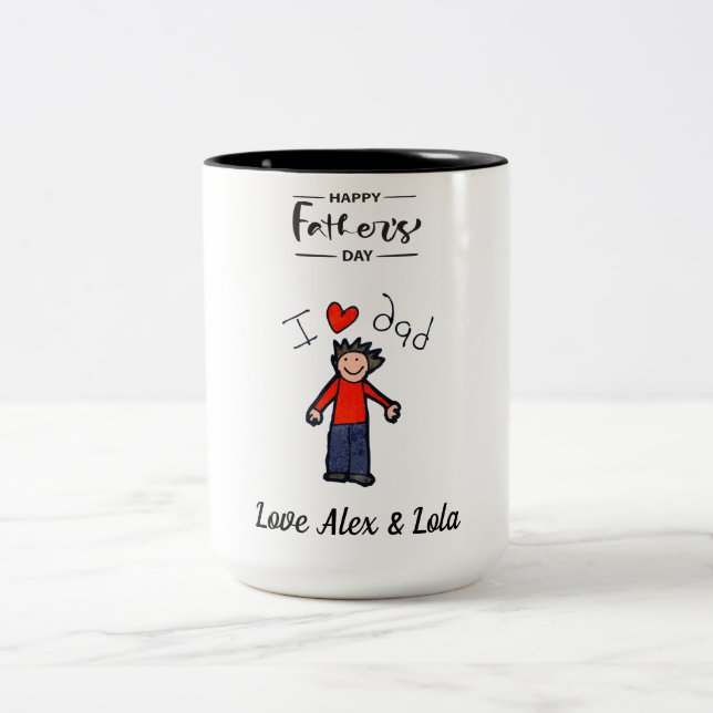 Father's Day Mug.  Personalised names. Two-Tone Coffee Mug (Center)