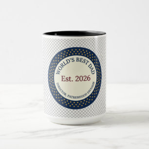 Father's Day Mug - Round Badge World's Best Dad Na