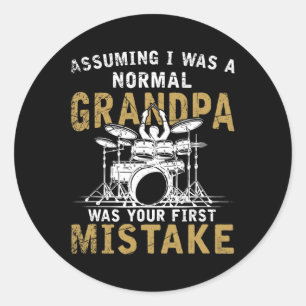 Fathers Day Music Gift Drums  Classic Round Sticker