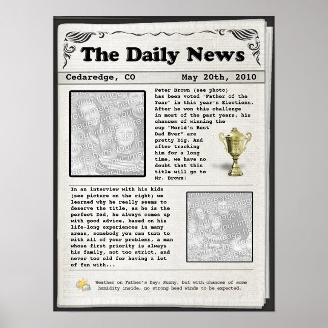 Father's Day Newspaper (customisable) Poster (Front)