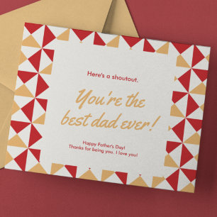 Father's Day Orange And Red Geometric  Holiday Postcard