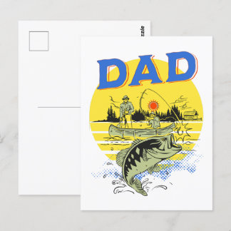 Father's Day Outdoors Fishing Boating Camping Dad Postcard