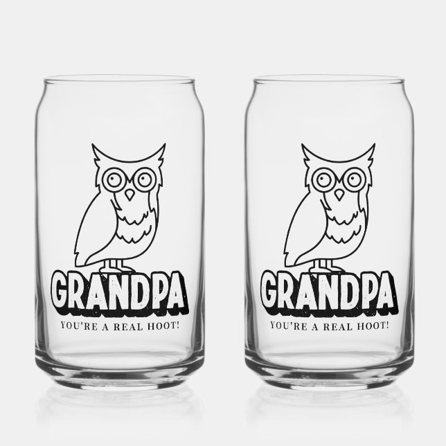 Father's Day Owl Glass Set Gift For Grandpa (Front)