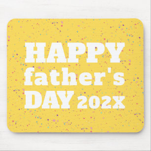 Father's Day Paint Splatter Mustard Yellow White Mouse Mat