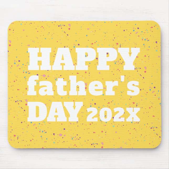 Father's Day Paint Splatter Mustard Yellow White Mouse Mat (Front)