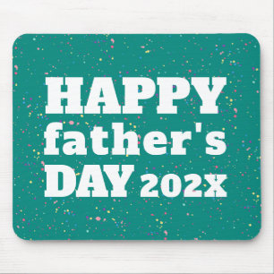 Father's Day Paint Splatter Teal Blue and White Mouse Mat