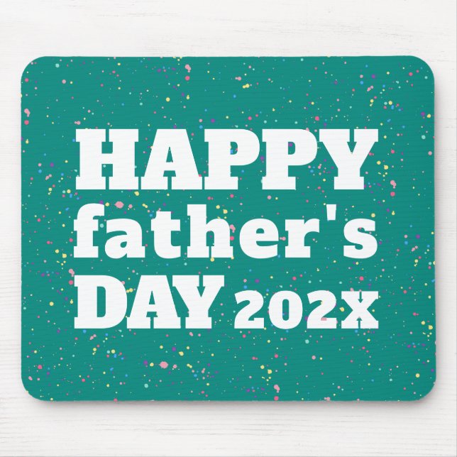 Father's Day Paint Splatter Teal Blue and White Mouse Mat (Front)