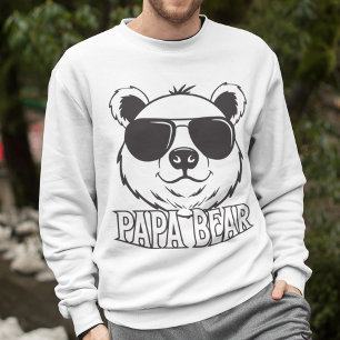 Father's Day   PaPa Bear   Black White Modern Sweatshirt
