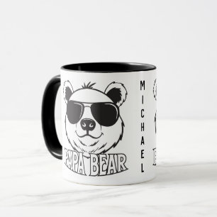 Father's Day   PaPa Bear   Black White   NAME Mug