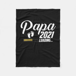 Father's Day Papa Loading 2021 First Time Father Fleece Blanket