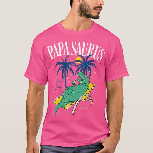 Father'S Day Papasaurus T-Rex Dinosaur Funny Papas T-Shirt (Front)