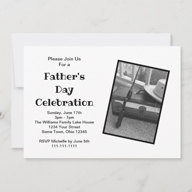 Father's Day Party Black White Invitation (Front)