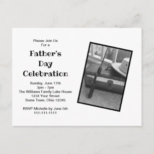 Father's Day Party Fisherman Black White Postcard