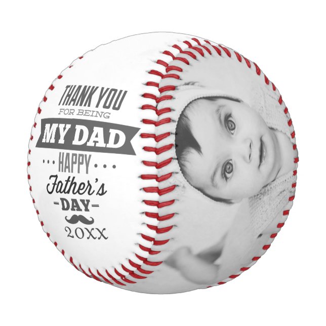 Fathers Day Personalised Black And White Baseball (Angled)