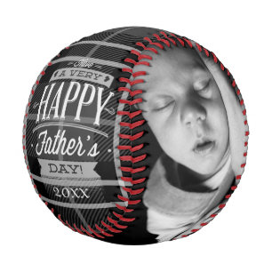 Fathers Day Personalised (Black Plaid) Baseball