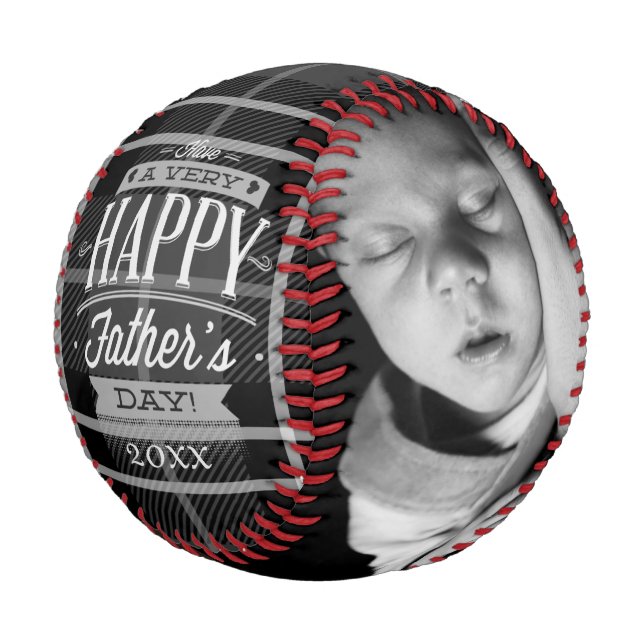 Fathers Day Personalised (Black Plaid) Baseball (Angled)