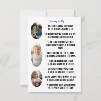 father's day personalised card with rhyme and foto