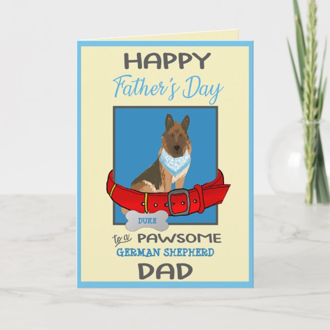 Fathers Day Personalised from German Shepherd Dog Holiday Card (Front)