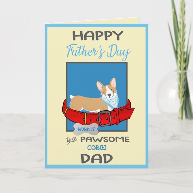 Fathers Day Personalised from Your Corgi Dog Holiday Card (Front)