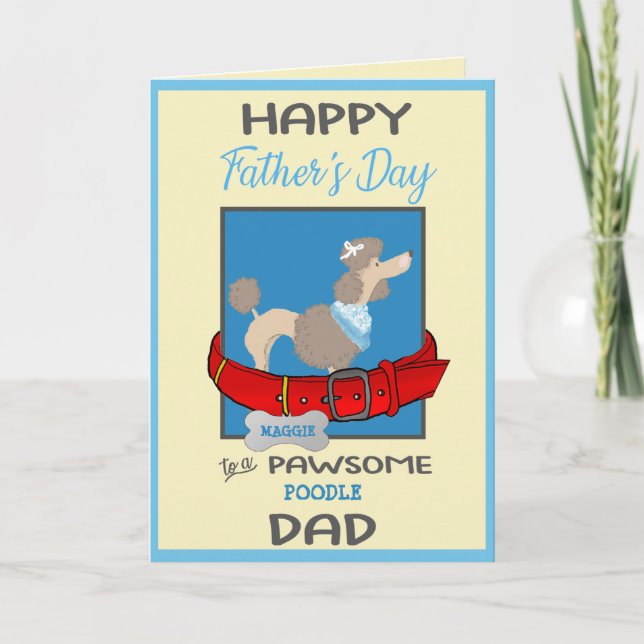 Fathers Day Personalised from Your Poodle Dog Holiday Card (Front)