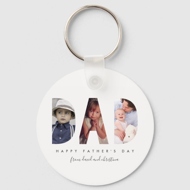 Fathers Day Personalised Gift Photo Template Key Ring (Front)