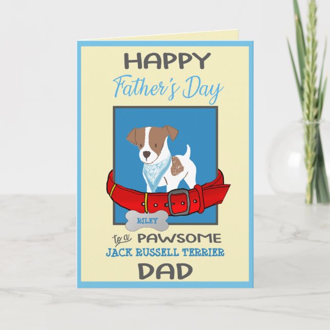 Fathers Day Personalised Jack Russell Terrier Dog Holiday Card (Front)