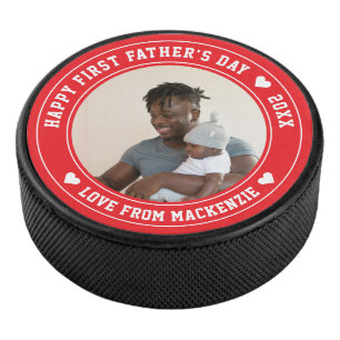 Fathers Day Personalised Photo And Text Hockey Puck