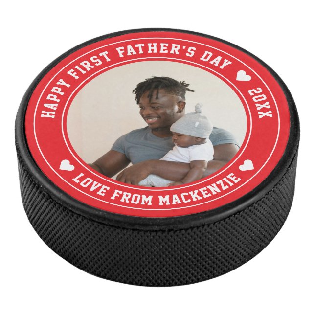 Fathers Day Personalised Photo And Text Hockey Puck (3/4)