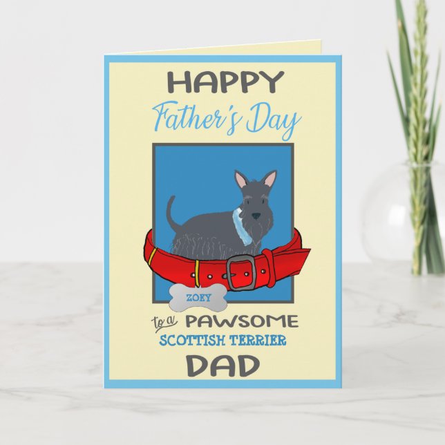 Fathers Day Personalised Scottish Terrier Dog Holiday Card (Front)