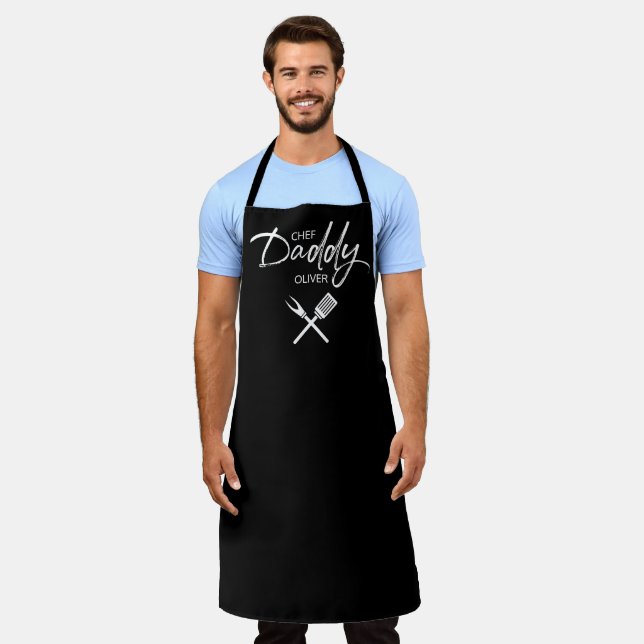  Father's day Personalized Chef Daddy Script Apron (Worn)