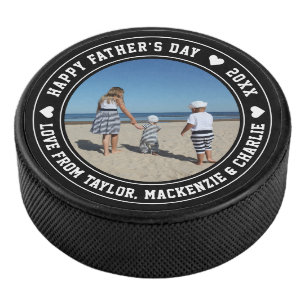Fathers Day Personalized Photo And Text Hockey Puck