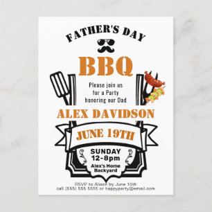 Father's Day Photo Backyard Orange BBQ Party Postcard