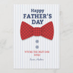 Father's Day Photo Card<br><div class="desc">A handsome invitation for dad. Just include your favourite photo to make it yours! The card features a striped shirt with a chequered-red bow tie and two buttons. The back holds a full photo. The card is easy to customise with your wording, font, font colour, paper shape options and choice...</div>