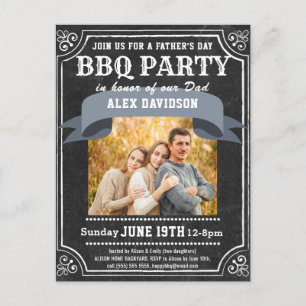 Father's Day Photo Chalkboard BBQ Postcard